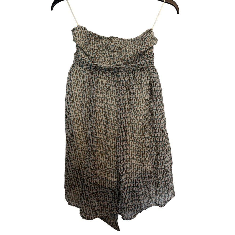 Tramp Womens Smocked Strapless Floral Print S